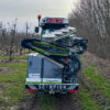 Bras de fauche Scorpion 430 Plus avec lamier à 4 scies Greentec position de transport - épareuse